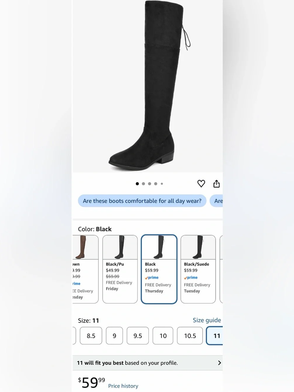 Dream Pairs Over-the-Knee Black Suede Boots - Women's Tall Fashion Boot